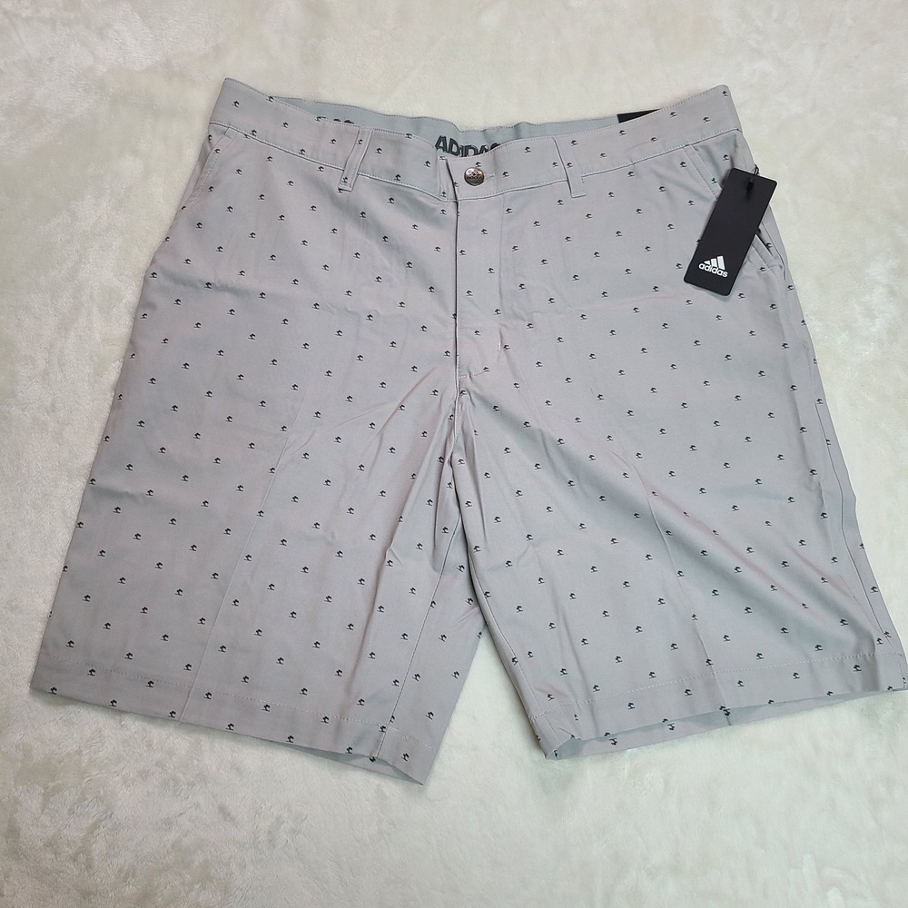 Adidas Ultimate 365 Golf Shorts Men's 36 Light Gray Woven Tree Print 8.5"